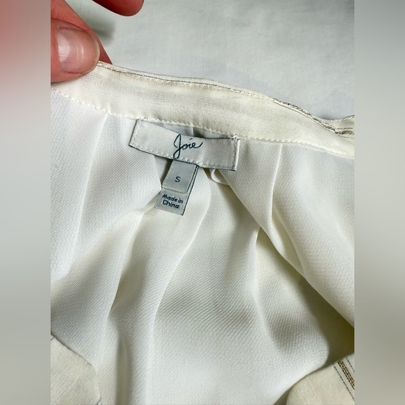 JOIE  Cream Aruna shimmer sleeveless split neckline top size S - Picture 10 of 13